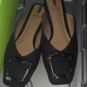 Sam Edelman Black Loafers with Square Buckle